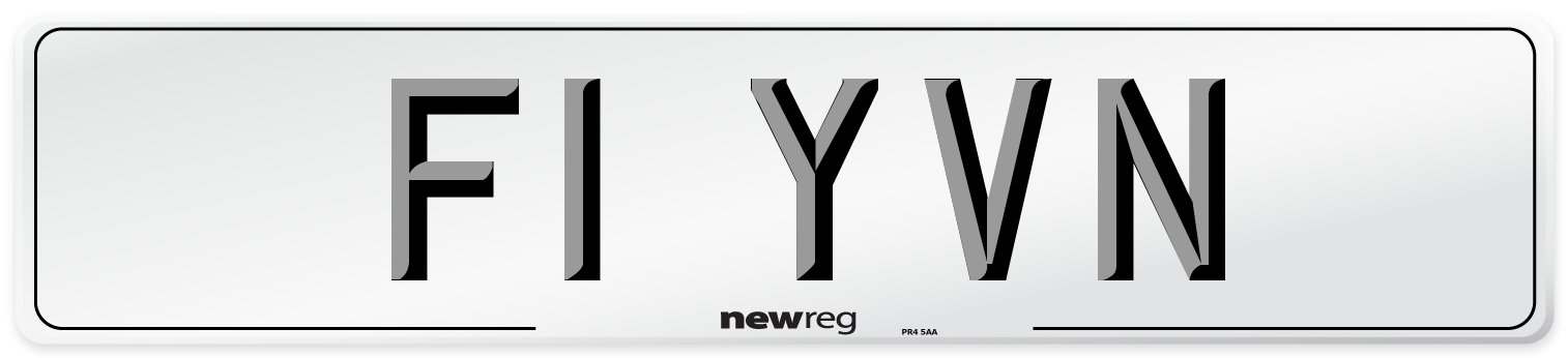 F1 YVN Number Plate from New Reg